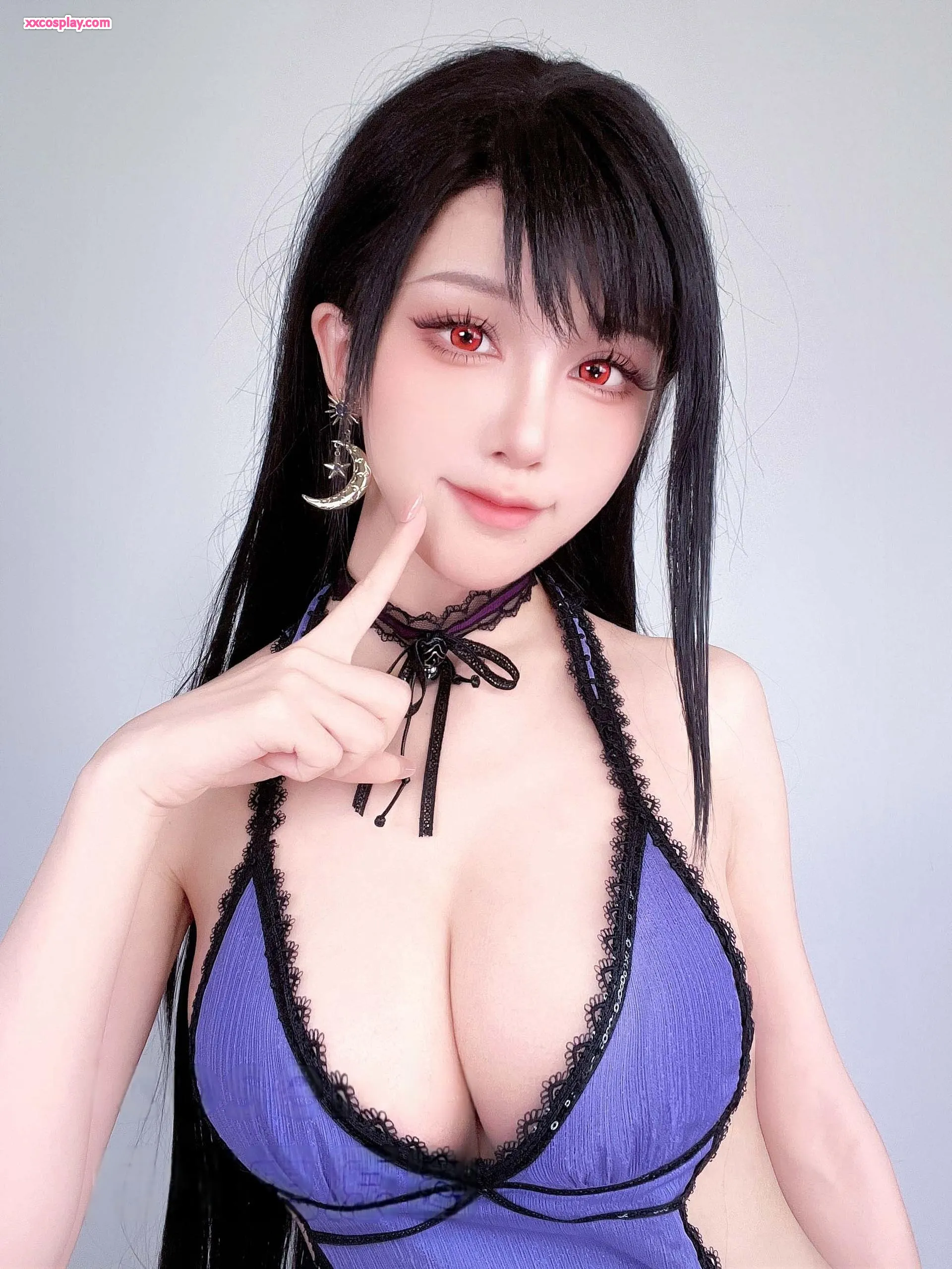 Shui Miao Aqua as Tifa Lockhart in Purple Lace Lingerie